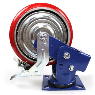 China PIVOT 8 inch heavy duty spring loaded casters with brake for sale