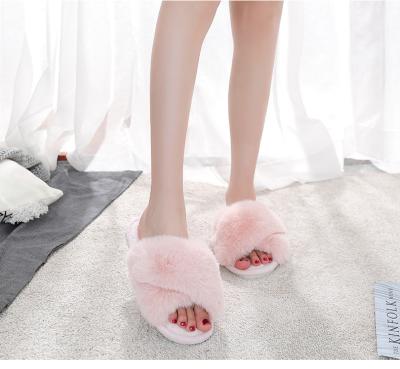 China Fashion Plush Cross Slippers Couples Shoes Women Warm Soft Home Indoor Slippers Slip On Slippers For Bedroom Bedroom for sale