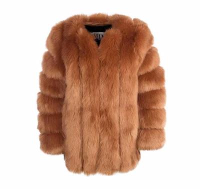 China Anti-wrinkle autumn winter new luxury faux fox fur bubble plus size women's coats for ladies for sale