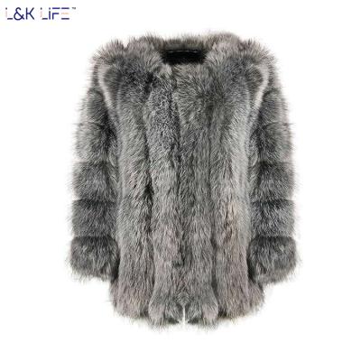 China best sale Anti-wrinkle quality faux fur fox fur mid length women coat fur coat for sale