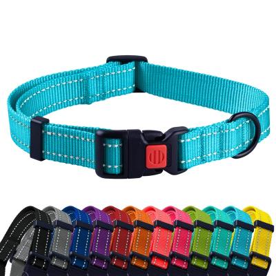 China Wholesale Custom Soft Dog Collar Adjustable Eco Friendly Nylon Reflective Manufacturer With 12 Colors for sale