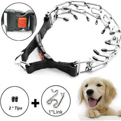 China Dogs Personalized Custom Dog Crotch Pinch Chains Adjustable Dog Training Collar, Bulk Dog Collars With Comfort Rubber Tips for sale