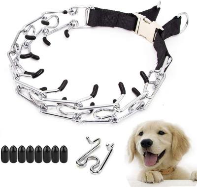 China Quick Release Amazon Premium OEM Manufacturer Training Adjustable Large Dog Collar Waterproof Metal With Comfort Rubber Tips for sale