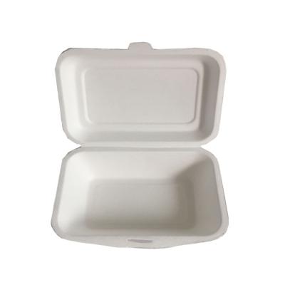 China Clamshell Disposable Compostable Boxes Bagasse Sugar Cane Restaurant Disposable Food Paper Box for sale