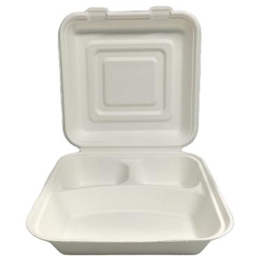 China Sugarcane Bagasse Food Container Biodegradable Disposable Paper Box for sale