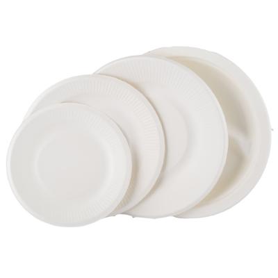 China Disposable Bagasse Sugar Cane Dish Biodegradable Restaurant Disposable Round Dishes for sale