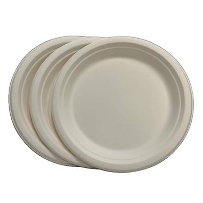 China Disposable Sugarcane Bagasse Round Biodegradable Compartment Restaurant Disposable Dishes for sale