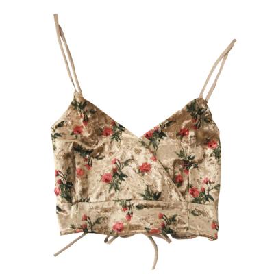 China QUICK DRY Vintage Velvet Print Floral V-Neckline, Strapless Chest-Wrapped Top Vest for sale