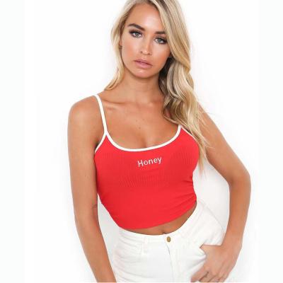 China New Style Letters Embroidery Hot QUICK DRY Tight Tummy Small Vest Crop Tops For Women 2021 for sale