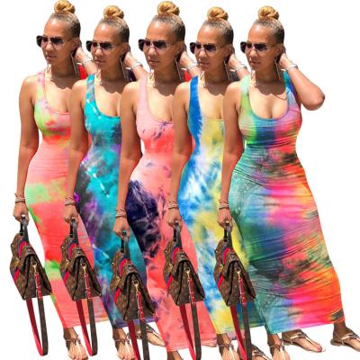 China Anti-Static Tie Backless Dye Fashion Summer Maxi Long Casual Dresses for sale