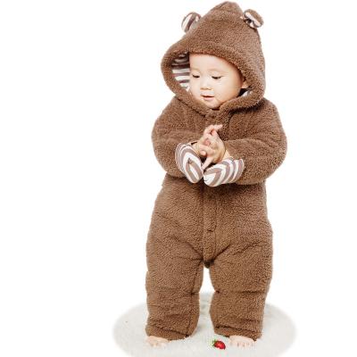 China 100% Polyester Baby's Autumn and Winter Thickening Rise Clothing Baby's Plain Warm Clothes Baby Rompers for sale