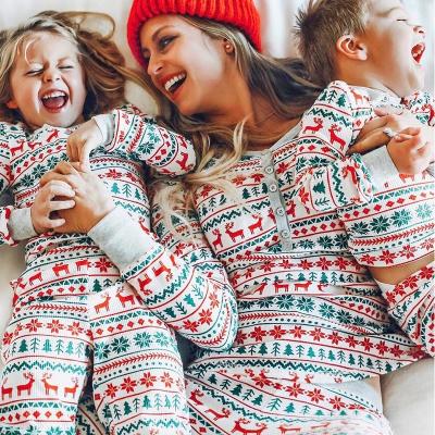 China Polyester Christmas Family Matching Pajamas Set Mother Father Kids Matching Clothes Baby Rompers Sleepwear Pajamas for sale