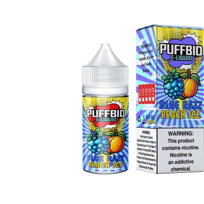 China Puffbio BLUE RAZZ PEACH ICE  E Flavor 20mg 30mg 50mg nicotine Salt E-Liquid Vape Juice salt bar juice by VAPOREVER for sale