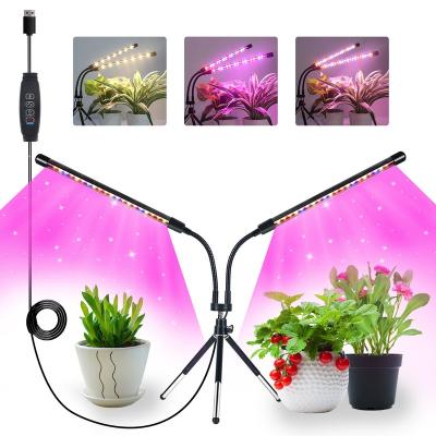 China Hot Sales LED Mini Table Tripod Full Spectrum 10W Smart Grow Light USB Long Wire Top Timer Kit Hydroponic LED Garden Plant Grow Light for sale