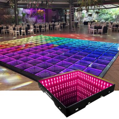 China 3D Portable Dance Floor Acrylic Mirror Effect+ Pixel Effect+Solid Color Effect Gloss Black/White Panel for sale