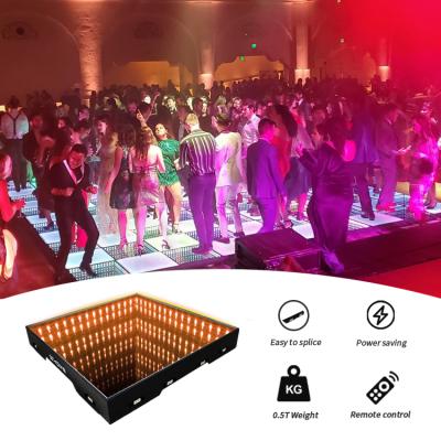 China 3d effect outdoor portable illuminated plexiglass floor 3d tempered mirror lighted led dance floor tiles rent to wedding supplies for sale