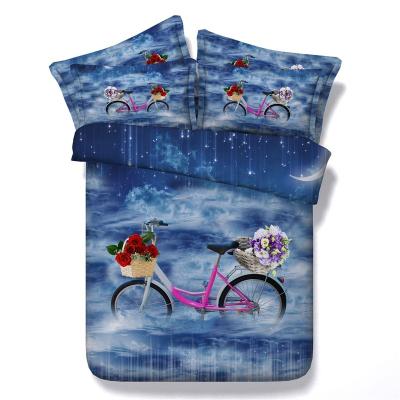 China 2021 Nondisposable bedding set 4 pcs,JF315,bicycle in mist cover set,retail,3D printed,duvet cover,flat sheet,pillowcases for sale