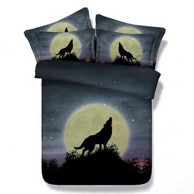 China 2021 Nondisposable bedding set 4 pcs,JF321,full moon wolf,cover set,retail,3D printed,duvet cover,flat sheet,pillowcases for sale