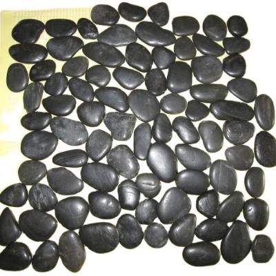 China Modern Black Landscaping Sliced ​​Mixed Pebble Stone Tile Pebble Stone Pebble Mosaic Tiles for sale