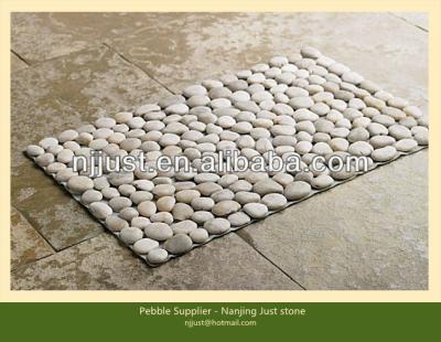 China Hot Selling Natural Stone Rectangle White River Pebble Stone Door Mat for sale