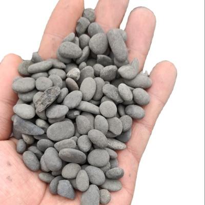 China Traditional Natural Flat Gray Stone Round River Pebble Stone for sale