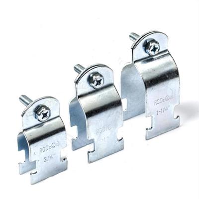 China Use To Support IMC Or Rigid Conduit To Steel Channel Hot Sale Two Hole Stainless Steel Saddle Galvanized Pipe Clamp for sale