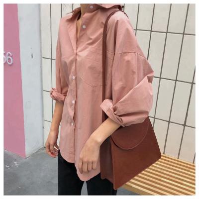 China New Good Price Soft Type Fashionable Solid Color Soft Cotton Long Sleeve Shirt For Women for sale