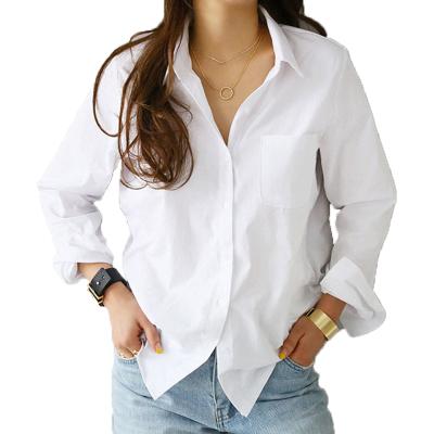 China Women's Soft Shirts and Blouses 2021 Casual White Women Collar OL Style Turn-Down Female Blouse Top Long Sleeve Loose Blouses for sale