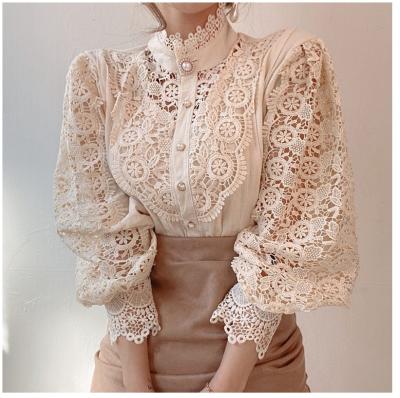 China Hot Selling Best Quality Soft Polyester Woman Tops Fashionable Long Sleeve for sale