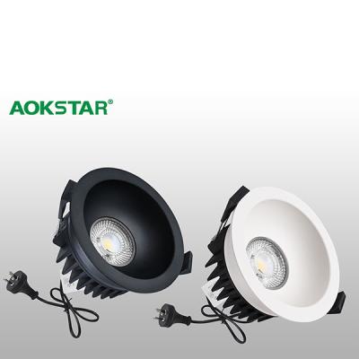 China Modern SAA IP44 Flicker Free UGR 19 Recessed 13W Cut Out Height 90mm Plus 0.6 Meters Wire And Plug In Dimmable Downlight for sale