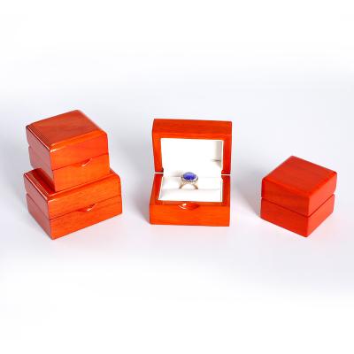 China Custom Solid Wood Jewelry Packaging With Logo Handmade Solid Wood Jewelry Box Ring Box for sale