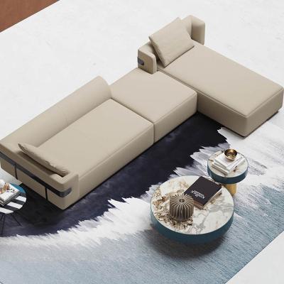 China Modern Adjustable Italian Wedding Retro Wedding Sofa Furniture (Others) Living Room Sets Tan L Shaped Pure Leather Furniture Modern for sale