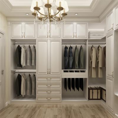 China (Other)Adjustable Custom Walk In Closets System Modern Home Hotel Bedroom MDF Mirror Door Clothes Wardrobe White Wood Closet Design for sale