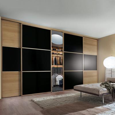 China Modern Bedroom 4 Doors (Other) Foshan Factory Oak 4door Wooden Closet Wardrobe Adjustable Custom Solid Wardrobe Furniture With Mirror for sale