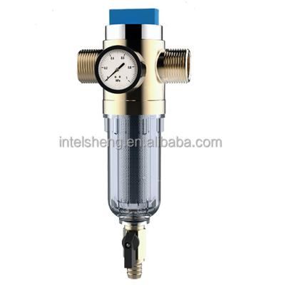 China Brass Household Prefiltration Household Reverse Osmosis Drinking Alkaline Water Filter / Prefilter Plant With Pressure Gauge for sale