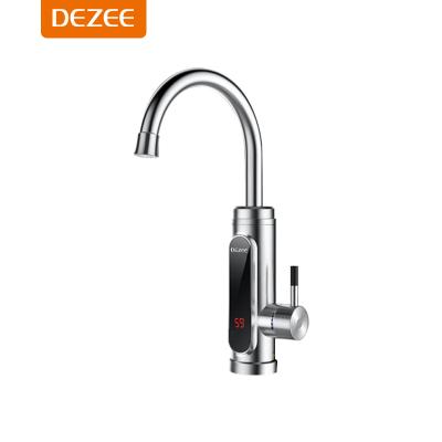 China Thermostatic Faucets Tap With Tankless Water Heater 3 KW Electric Faucet Kitchen With Built-in Temperature Display 360 Swivel Faucet for sale