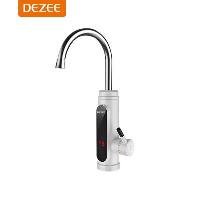 China Plastic Electric Thermostatic Faucets Faucet Kitchen Hot Water Faucet With Tankless Water Heater 3300W 220V 360 Swivel Faucet With Temperature Display for sale