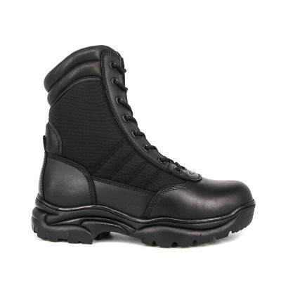 China Hot Sale Black Genuine Leather Style Police Steel Toe Military Black Combat Boots for sale