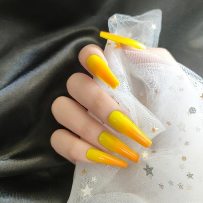 China Glitter Ombre Design Extra Long Gradient Luxury Artificial Ballerina Fake Nails for sale