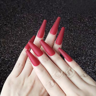 China 24pcs Design Coffin Ballerina Artificial Long Middle Full Cover Reusable False Nails Press On Nail for sale