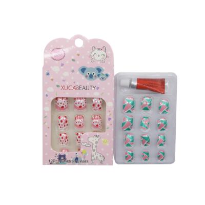 China Design Designs Full Cover Short Square Fake Nails With Gel for sale