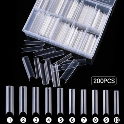 China Transparent French Design Coffin Stick On Fake Designed Nail Tip Nails for sale