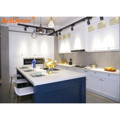 China Modern Fitted Kitchen Design New Model Factory Price Solid Wood Kitchen Sideboard Solid Wood Kitchen for sale