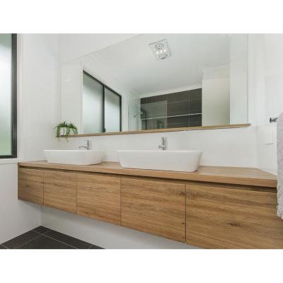 China Modern Wood Veneer Door Wood Color Bathroom Vanity Cabinet With Sinks for sale