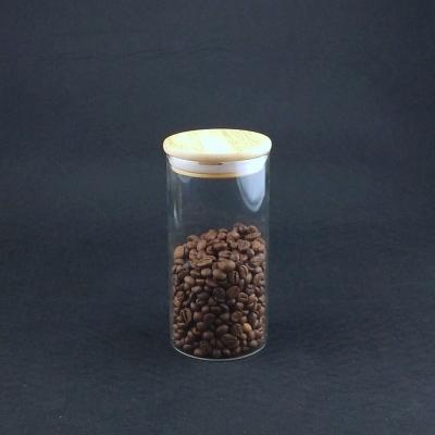 China High Borosilicate Glass Stocked Jars Customize Glass Containers With Bamboo Lids for sale