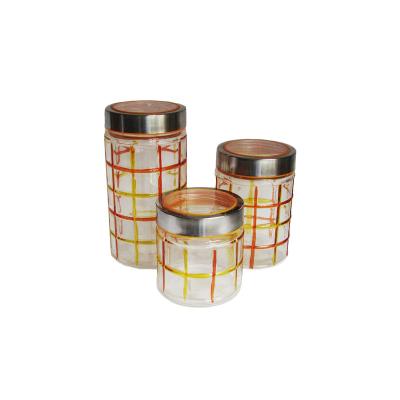 China Wholesale clear glass jars stocked for canning with metal screw cap lids for sale