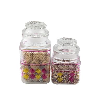 China Feature Eco - Friendly Glass Material Square Stocked Glass Jar For Food for sale