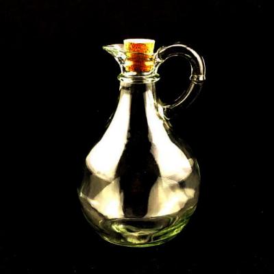 China Freshness Preservation Round Frying Oil Glass Jar With Cork Glass Oil Bottle 300ml or 10.5OZ for sale