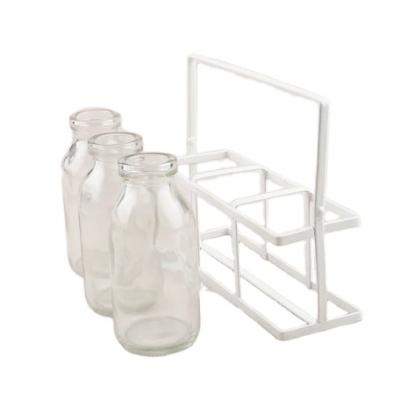 China Freshness Preservation 125ml Glass Bottle For Flower With 3pcs Metal Stand Set 4OZ Glass Jar With Stand Glass Vase for sale