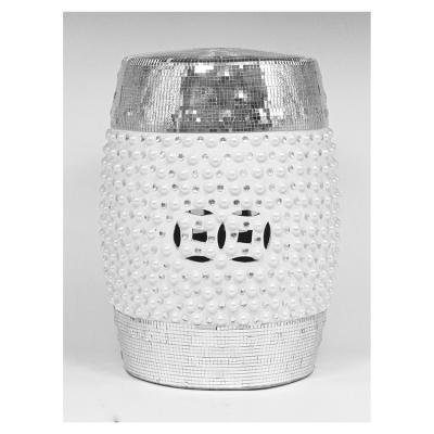 China Special Hot Selling Removable Cover Pearl White Luxury Household Ceramic Drum Stool for sale